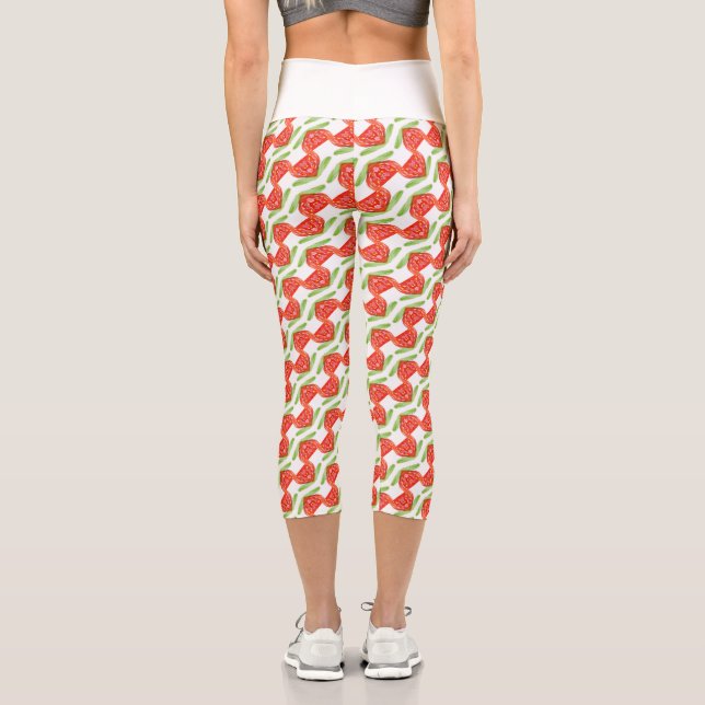 Abstraktes Erdbeermuster Capri Leggings (Rückseite)