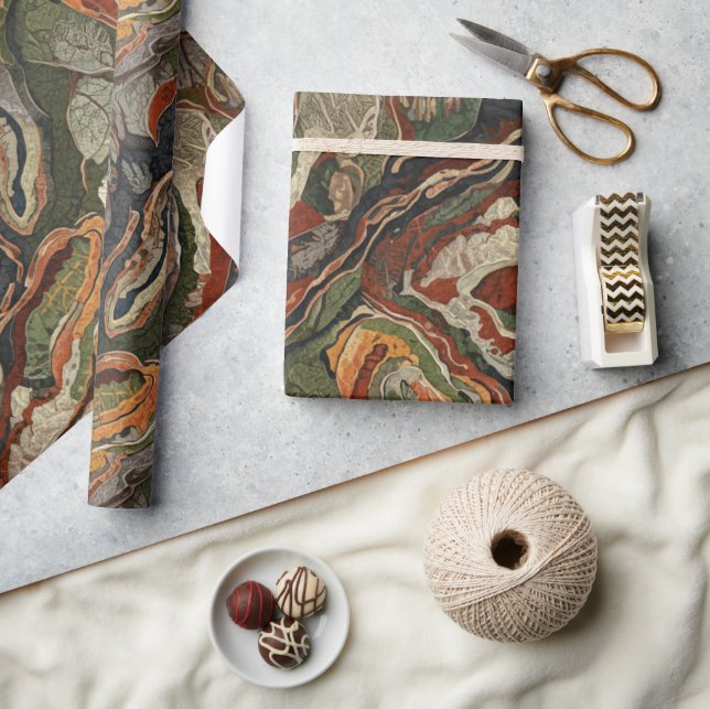 Abstraktes Erdton-Wirbelmuster Geschenkpapier (Kunsthandwerk)
