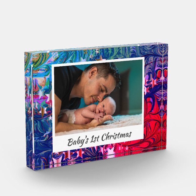 Abstraktes ERSTES CHRISTMAS Baby Fotoblock (Links)