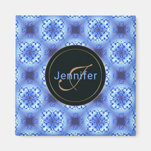 abstraktes ethnisch geometrisch blaues Muster. Magnet