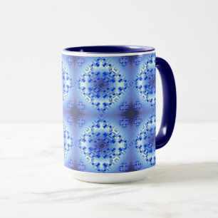 Abstraktes ethnisches geometrisches blaues Muster Tasse