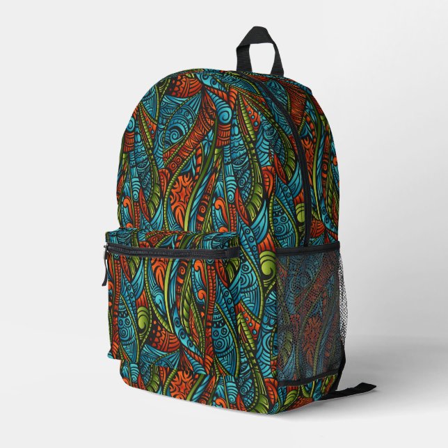 Abstraktes ethnisches Hintergrundbild Bedruckter Rucksack (Rückseitige Ecke Rechts)