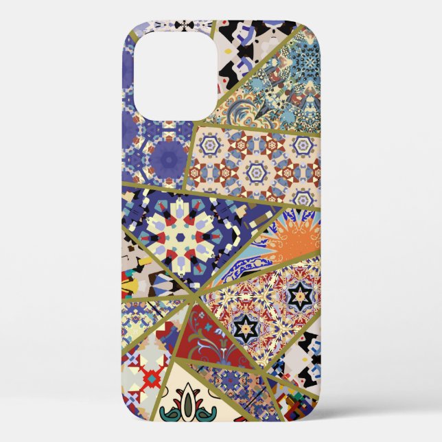 Abstraktes ethnisches spanisches Fliesen-Patchwork Case-Mate iPhone Hülle (Rückseite)