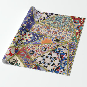 Abstraktes ethnisches spanisches Fliesen-Patchwork Geschenkpapier