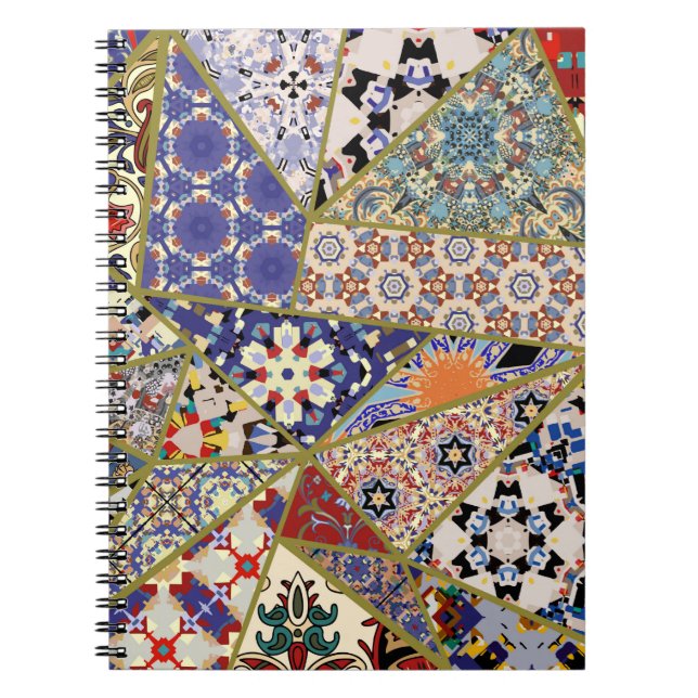 Abstraktes ethnisches spanisches Fliesen-Patchwork Notizblock (Vorderseite)