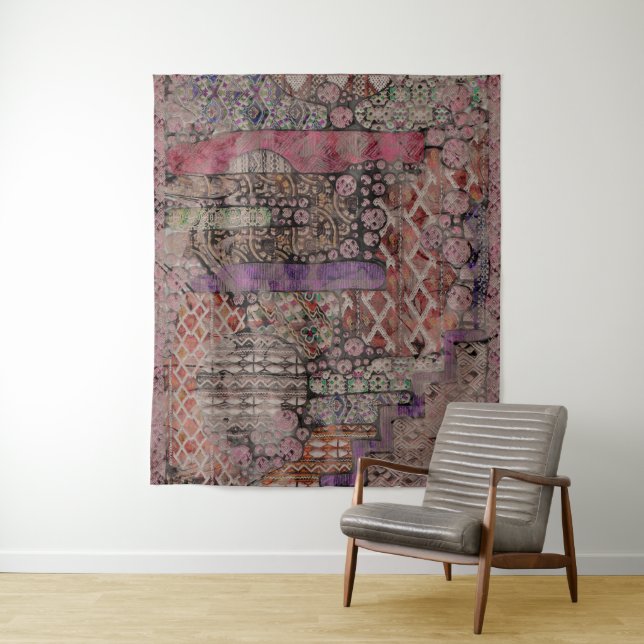 Abstraktes Ethno-Muster - Folklore Art 1 Wandteppich (Beispiel)