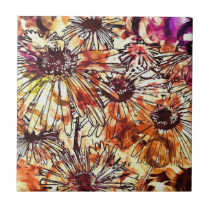 Abstraktes Farbauftrag-Sonnenblumenmuster Fliese