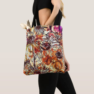 Abstraktes Farbauftrag-Sonnenblumenmuster Tasche