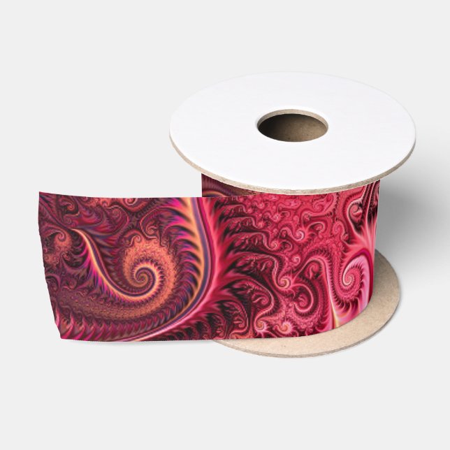 Abstraktes, farbenfroh Burgund-Carmine-Spiralmuste Satinband (Spule)