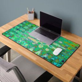 Abstraktes, farbenfroh grünes Mosaik Retro Schreibtischunterlage
