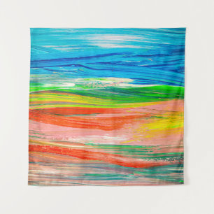 Abstraktes farbenfrohes Aquarell-Kunstwerk Wandteppich