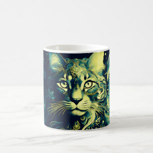 Abstraktes farbenfrohes Katzengesicht Kaffeetasse