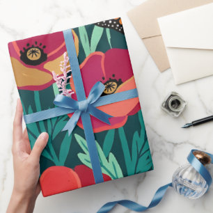 Abstraktes farbenfrohes Mohn-Monarch-Geschenkpapie Geschenkpapier