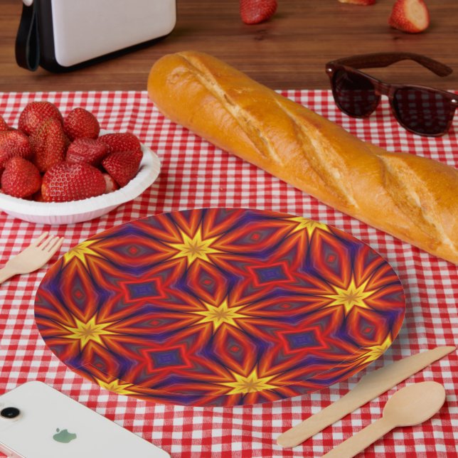 Abstraktes farbenfrohes Muster Pappteller (Picknick)