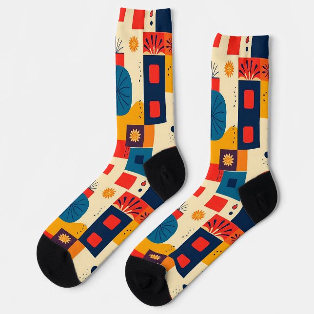 Abstraktes farbenfrohes Muster Socken (Linkes Detail)