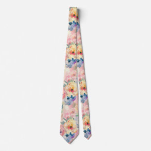 Abstraktes farbenfrohes Pastell-Blumenmuster Krawatte