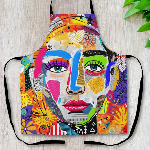 Abstraktes farbenfrohes Pop-Art-Porträt Schürze