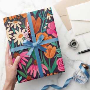 Abstraktes farbenfrohes Wildblumen-Geschenkpapier Geschenkpapier