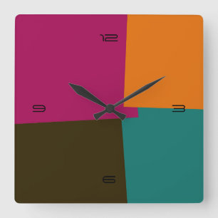 Abstraktes Farbgeometriss für die Retro-Linie #8 Quadratische Wanduhr