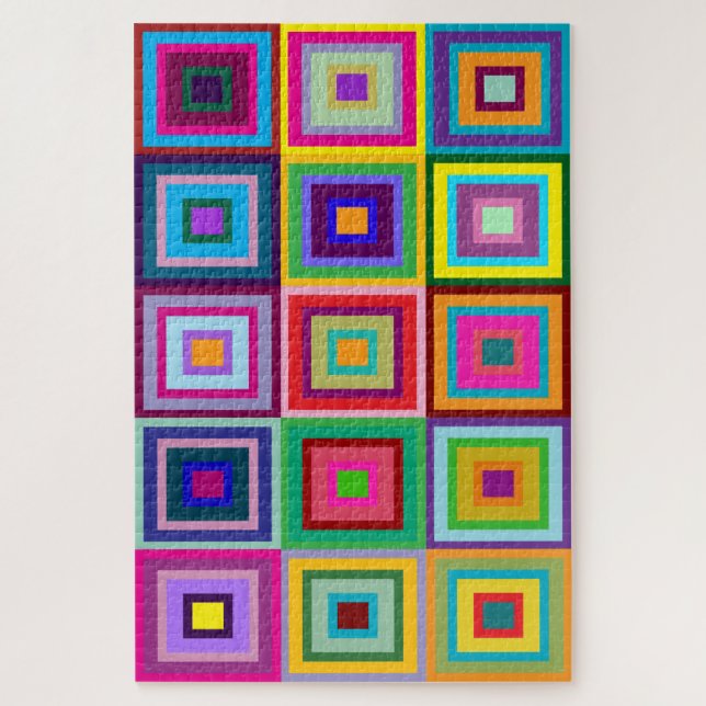 Abstraktes Farbige Patchworkmuster-Puzzle (Vertikal)