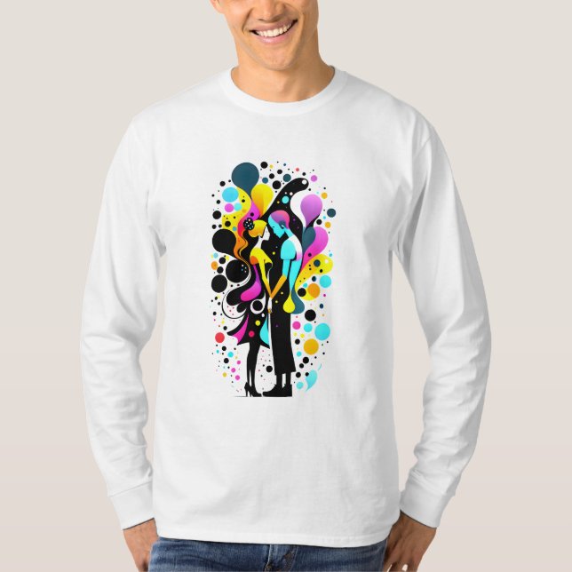 Abstraktes Farbiges Couple Design, Farbspritze T-Shirt (Vorderseite)