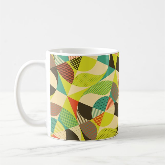 Abstraktes, farbiges geometrisches Design. Kaffeetasse (Links)