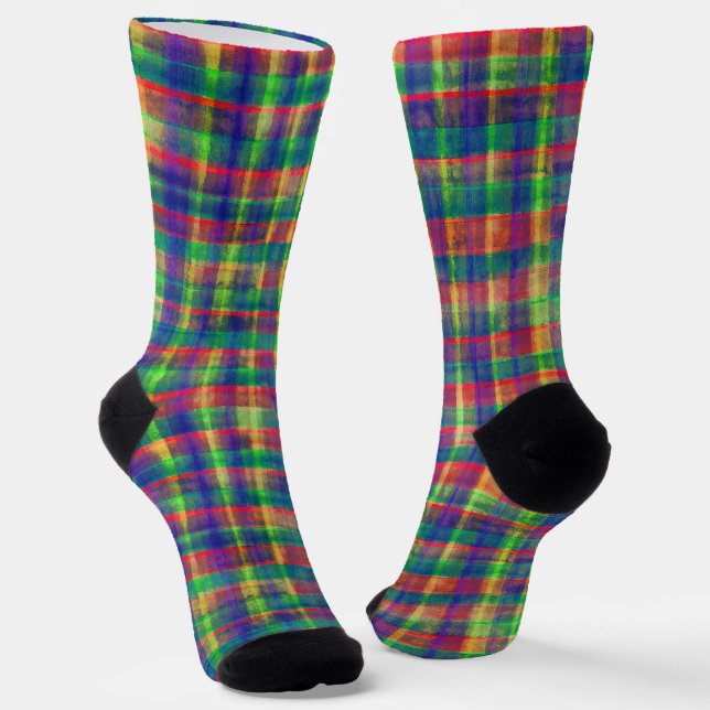 Abstraktes, farbiges, Kariertes Muster Socken (Gewinkelt)