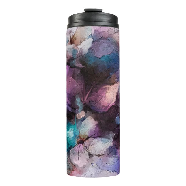 Abstraktes farbiges Öl, Acrylmalerei Thermosbecher (Vorderseite)