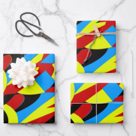 Abstraktes Farbmuster Geschenkpapier Set
