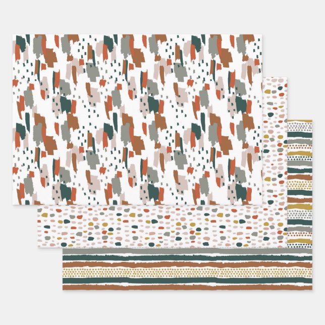 Abstraktes Farbmuster Geschenkpapier Set (Set)