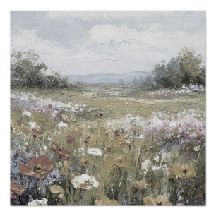 Abstraktes Farmhaus Landschaft Neutrale Kunst Poster