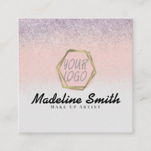 Abstraktes Faux-Glitter-Makeup-Artist-Logo Quadratische Visitenkarte