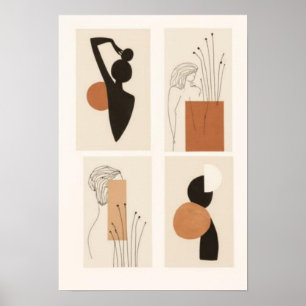 Abstraktes feminines Wandkunst-Set Modern minima Poster