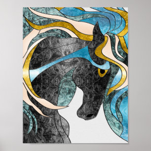 Abstraktes, festes Glasspferd Kunst - Modernes Pfe Poster