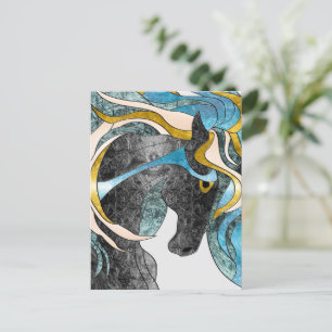 Abstraktes, festes Glasspferd Kunst - Modernes Pfe Postkarte