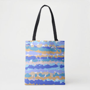 Abstraktes, fett grafisches Blau, Aquamarin Orange Tasche