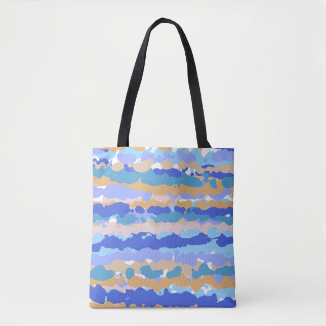 Abstraktes, fett grafisches Blau, Aquamarin Orange Tasche (Vorderseite)