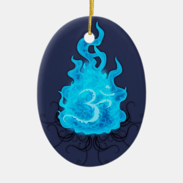 Abstraktes Feuer-blaue Flamme Keramik Ornament (Vorne)