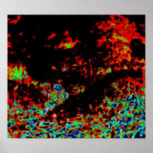 Abstraktes Feuer in einem Wald Poster