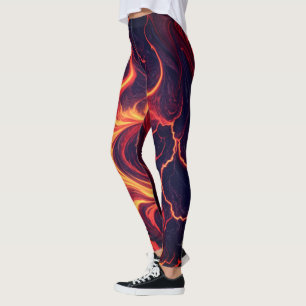 Abstraktes Feuer-Marmor – Nahtloses feuriges Fluid Leggings