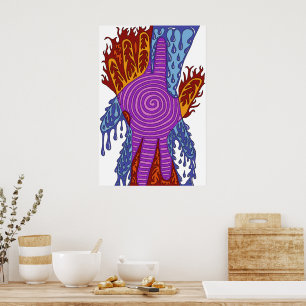 Abstraktes Feuer und Wasserunfall Poster
