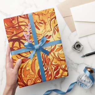 Abstraktes Feuerrotes Wald Wasserfarben-Geschenkpa Geschenkpapier