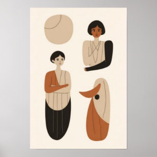 Abstraktes figürliches Porträt-Set Minimalistisc Poster