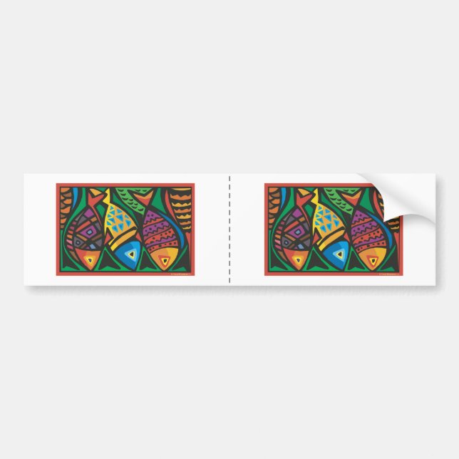 Abstraktes Fisch-Kunstdesign Autoaufkleber (Vorne)