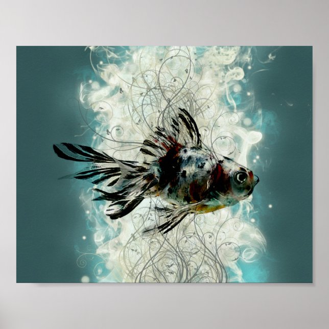 Abstraktes Fischdesign Poster (Vorne)