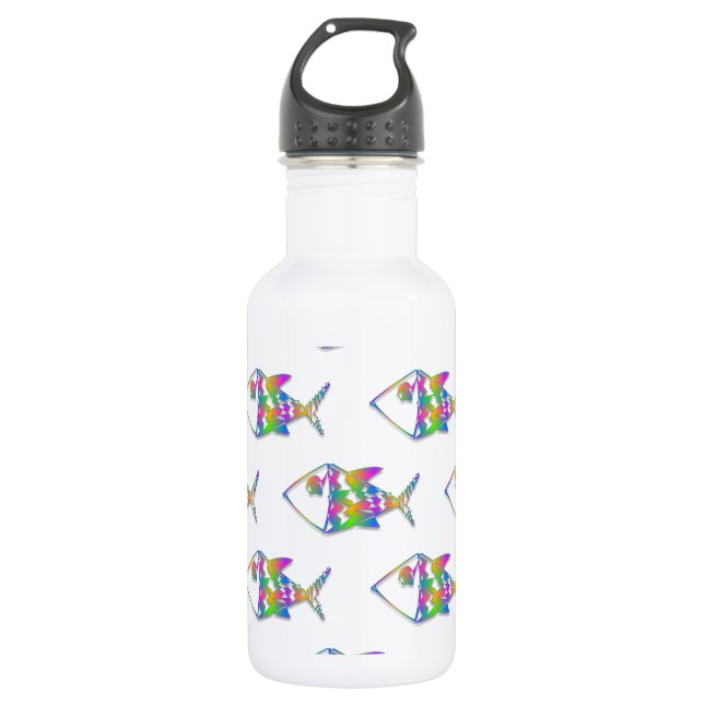 Abstraktes Fischmuster Trinkflasche (Vorderseite)