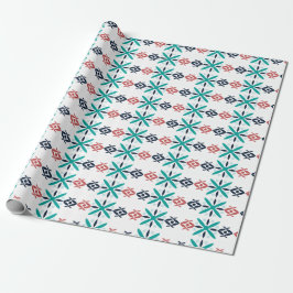 Abstraktes Floral Holiday Muster Blau Geschenkpapier