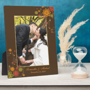 Abstraktes floral Newlyweds Hochzeitsgeschenk Foto Fotoplatte