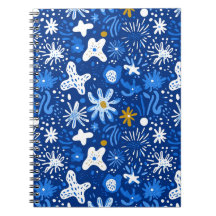 Abstraktes floral Star Muster Spiral-Bound Noteboo