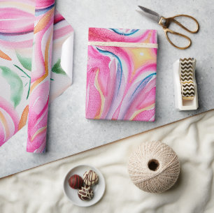 Abstraktes florales Aquarell-Gemälde Geschenkpapier